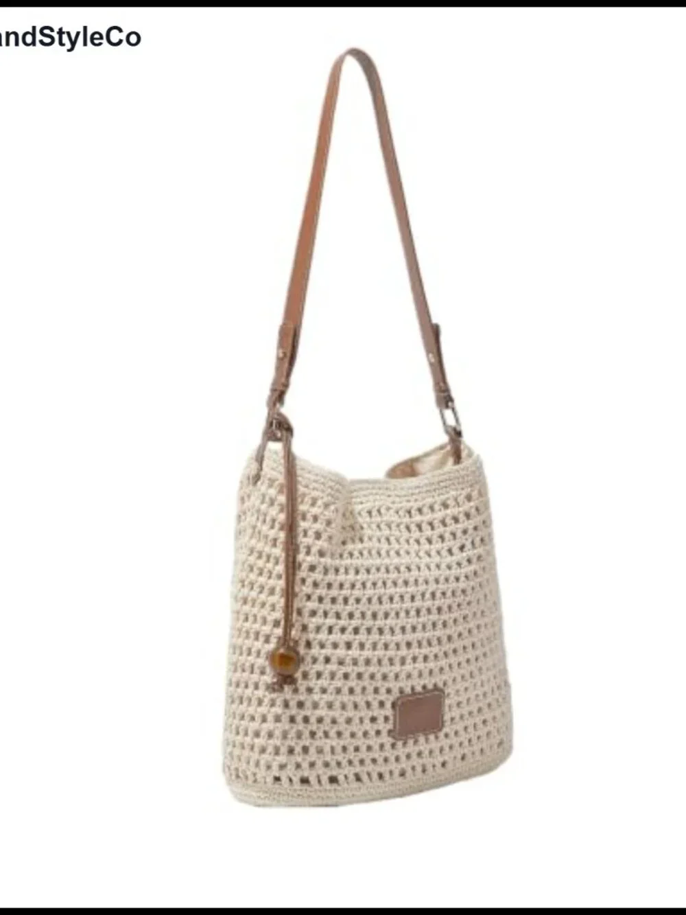 Handwoven Cotton Crochet Shoulder Bag Boho Summer Beach Purse with Zipper Pocket